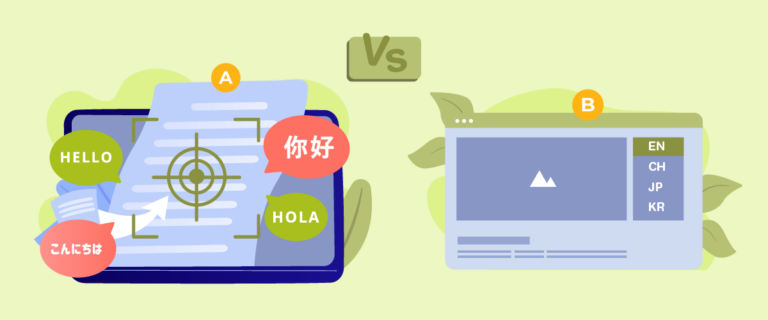 Translation technology on two devices, A and B, compared.