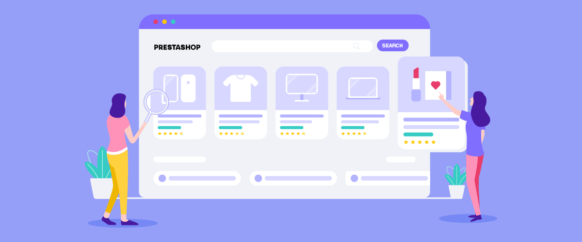 Дві жінки взаємодіють із великою веб-сторінкою електронної комерції.