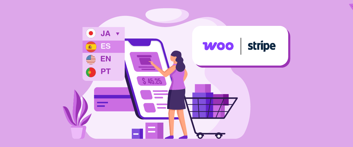 Жінка за допомогою мобільного телефону для онлайн-покупок з кошиком