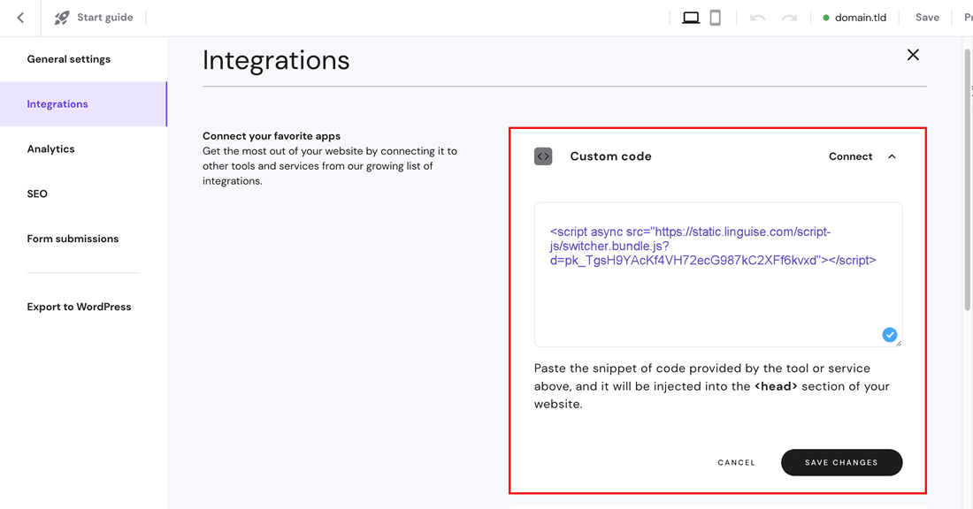 How to set up automatic translation on your Hostinger website