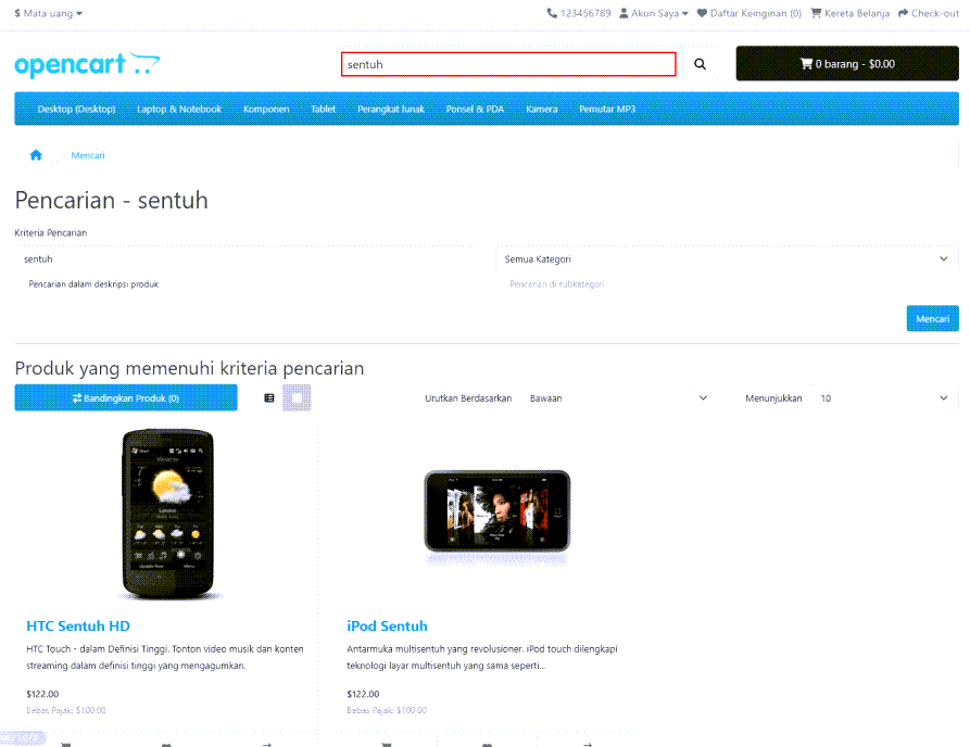 Suchfunktionalität in OpenCart unterstützt jetzt die vollständige Übersetzung