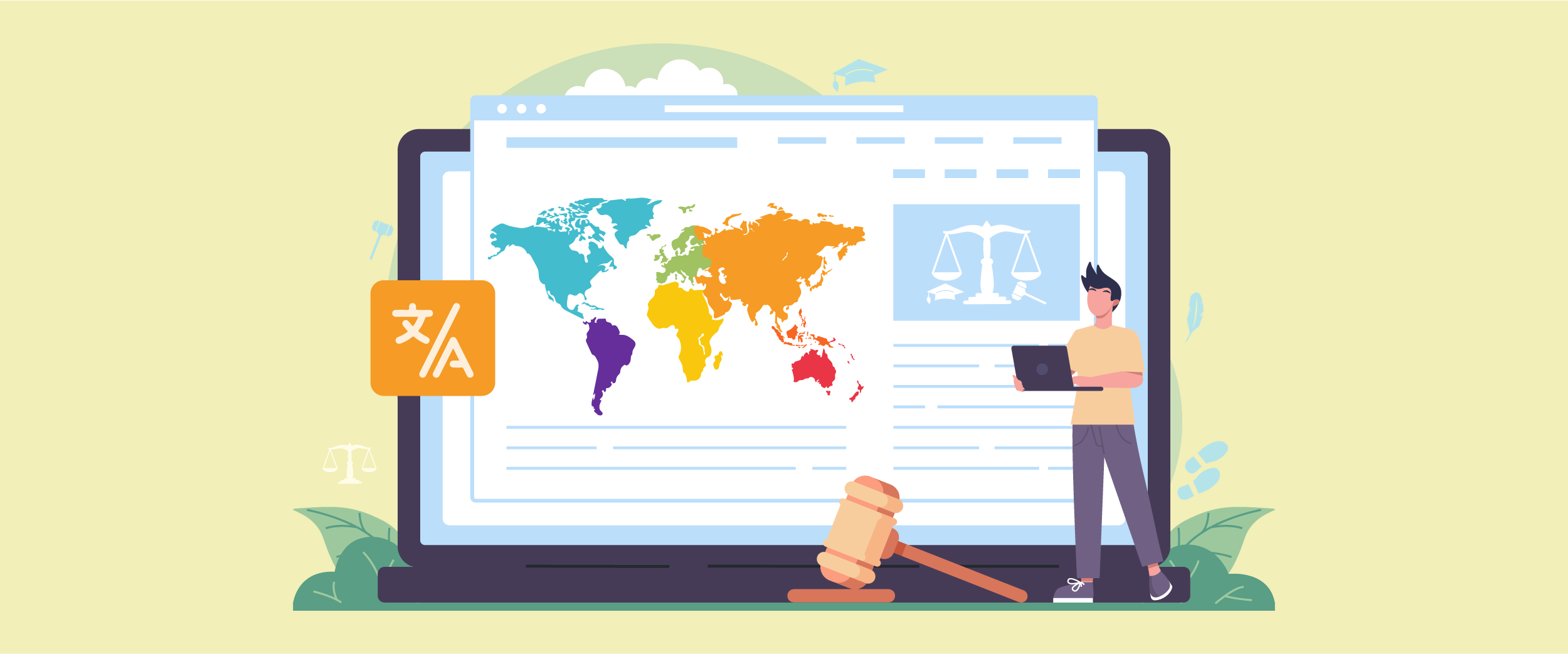 ترجمة المواقع القانونية: دليل الامتثال التنظيمي الكامل حسب البلد