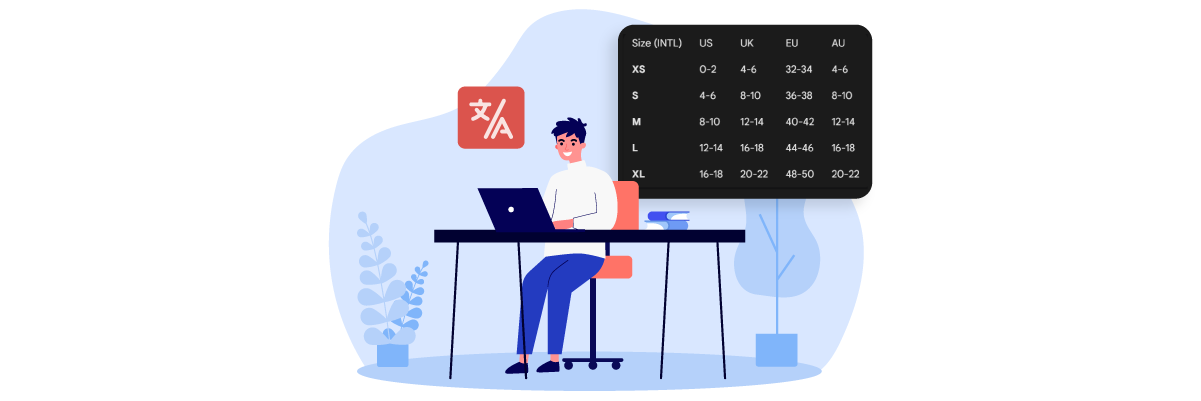 Conseils pour la traduction des tableaux de tailles, des instructions d'entretien et des tableaux de spécifications